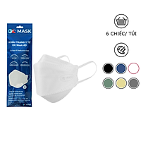 Khẩu Trang Y Tế 4D Ok Mask Màu Trắng, Theo Thiết Kế Kf94 Đạt Chuẩn Kháng Khuẩn Công Nghệ Nhật Bản 6 Chiếc/Túi