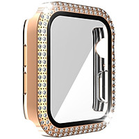 Ốp đá lấp lánh + Kính cường lực cho đồng hồ đeo tay Apple Watch Series 6 SE 5 4 3 2 1 Iwatch 38mm 42mm 40mm 44mm