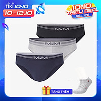 Combo 3 quần lót nam sợi cotton Organic mềm mịn thoáng mát co giãn 4 chiều MRM Manlywear (TẶNG Đôi Tất Nam Cao Cấp màu ngẫu nhiên)