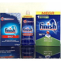 Nước làm bóng finish 1150ml+100 Viên rửa bát Finish All in 1+Muối rửa bát Finish 1.5kg