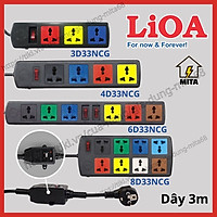 Ổ cắm điện đa năng chống giật LiOA - 3 lỗ, 4 lỗ, 6 lỗ, 8 lỗ dây dài 3m 3 lõi
