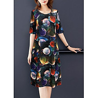 Đầm Suông Chữ A Silk Lụa In Hoa Tay Lỡ Kiểu Đầm Suông Nhiều Mẫu Size Lớn Cho Người Mập