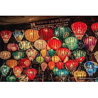 Đèn lồng vải lanh họa tiết xinh xắn size 45 cm