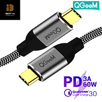Cáp sạc nhanh QGeeM cổng USB 3.1 Type C to Type C 3A PD 60W dài 1,2 m - Hàng Chính Hãng