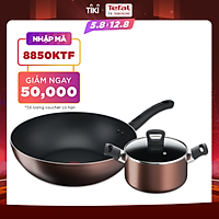 Combo Nồi thân cao Tefal Day By Day 22cm G1436105 và Chảo xào Tefal Day By Day 26cm G1437705 - Chống dính - Đáy từ - Dùng cho mọi loại bếp - Hàng chính hãng