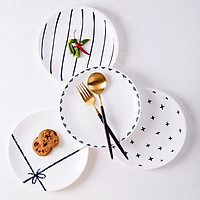 Đĩa sứ họa tiết trang trí bàn ăn decor - đĩa sứ trắng 15cm