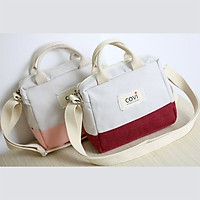 Túi đeo chéo vải canvas chữ nhật ngang phối 2 màu thời trang COVI nhiều màu sắc T24