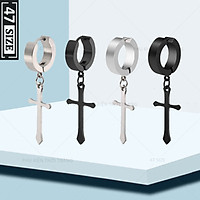 Khuyên tai nam nữ hình thập, không cần bấm lỗ cho nam nữ, thép titan siêu bền, không dị ứng, không gỉ