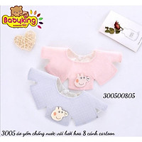 Yếm ăn kiểu lá sen chống nước vải lưới hình heo pinky (2 Cái) 3003, chất liệu cotton 100%