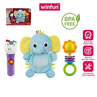 Set 3 đồ chơi cầm tay xúc xắc chíp chíp voi gặm nướu cho bé sột soạt WINFUN 3026 - cho bé từ 0 tới 12 tháng - BPA free