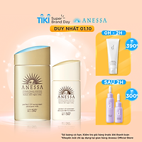 Bộ đôi Kem chống nắng dưỡng da dạng sữa bảo vệ hoàn hảo Anessa Perfect UV Sunscreen Skincare Milk SPF 50+ PA++++ 60ml + Kem nền trang điểm BB chống nắng dưỡng da Anessa SPF 50+ PA++++ 25ml