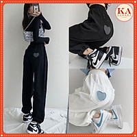 Quần jogger tim KA Closet có 2 màu Đen Trắng 2 size M, L chất umi đanh mịn không xù dầy, tim đẹp, chun ống from rộng