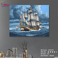 Tranh tự tô màu sơn dầu số hóa phong cảnh biển - Mã BC0533 Thuận buồm xuôi gió