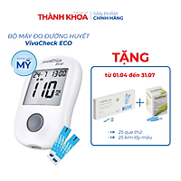 Bộ máy đo đường huyết VivaChek ECO (thương hiệu Mỹ) tặng 25 que thử + 25 kim lấy máu.
