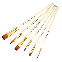 6pcs Paint Brushes Set Round and Flat Tips Artists Paintbrushes Nylon Hair Wooden Handle Art Supplies Gift for Children