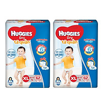 2 Gói Tã Quần Huggies Dry Gói Cực Đại XL62 (62 Miếng) - Bao Bì Mới