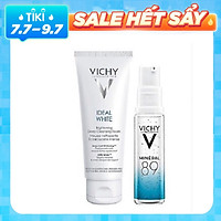 Combo Sữa Rửa Mặt Tạo Bọt Dưỡng Trắng Da Vichy Ideal White Brightening Deep Cleansing Foam 100ml + Dưỡng Chất Khoáng Cô Đặc M89 10ml