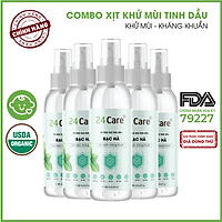 Combo 5 Tinh dầu Xịt phòng Bạc Hà Hữu Cơ Organic 24Care 100ML/Chai