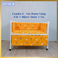 Giường Cũi KidsSun - Nôi Cũi Cho Bé Từ Sơ Sinh Đến 3-4 Tuổi - Chất Liệu Gỗ Quế Màu Trắng - Combo 4 Sản Phẩm