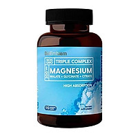 BioEmblem Triple Magnesium Complex | 300mg of Magnesium Glycinate, Malate, & Citrate for Muscle Relaxation, Sleep, Stress Relief, & Energy | High Absorption | Vegan, Non-GMO | 90 Capsules