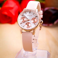Đồng Hồ Nữ Julius Star Hàn Quốc JS023 Mặt Kính Sapphire Dây Da Chạy 6 Kim