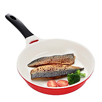 Locks and buckles, single handle frying pan, frying pan, fried egg, non-stick pan, no smoke, induction cooker, gas stove, universal LCA2203D, red 20cm