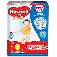 Tặng 8 miếng - Tã Quần Huggies Dry XL62 ( từ 12-17kg) - HSD Luôn Mới