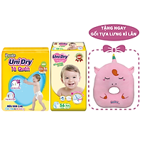 Combo 1 Tã Quần UniDry + 1 Tã Quần Siêu Mỏng UniDry Ultrathin Gói Cực Đại size XXL56 (56 Miếng/Gói) - Tặng 1 Gối Tựa Lưng Kỳ Lân Hồng