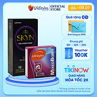 Combo Bao Cao Su SKYN Elite Non-latex 10 bao + 1 Hộp Bao Cao Su LifeStyles Mixed Berry 3 bao