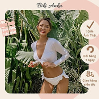 Bikini Bộ Đồ Bơi Nữ 2 Mảnh Sexy Nơ Trắng Hot Girl Uzzlang Hàn Quốc