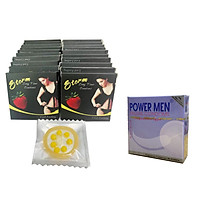 Bao cao su có bi Storm Strawberry 7 bi quanh đầu ( Lốc 20 chiếc) + Bao Cao Su mỏng trơn Powermen Hộp 3 chiếc - Hàng chính hãng 100% - Che tên sản phẩm