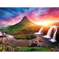 Bimkole 5D Diamond Painting Green Field Waterfall Full Drill DIY Rhinestone Pasted with Diamond Set Arts Craft Decorations (12x16inch)