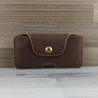 Bao Da Đeo Lưng dành cho Iphone 6 plus / 7 plus / 8 plus Da Sáp Nâu Cafe