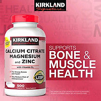 Viên Uống Kirkland Signature Calcium Citrate Magnesium And Zinc with Vitamin D3 Hỗ trợ xương, cải thiện nguy cơ loãng xương, bổ sung vitamin D3, bổ sung kẽm và Magie
