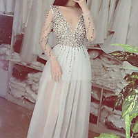 Đầm maxi dự tiệc kết chuỗi pha lê TRIPBLE T DRESS - size M/L (kèm ảnh/video thật) MS86V