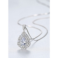 Dây Chuyền Bạc Nữ Hình Giọt Nước Thiết Kế Đính Đá Sang Trọng Có 2 Màu Trắng - Xanh DB2417 Bảo Ngọc Jewelry