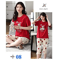 Đồ bộ nữ, bộ đồ mặc nhà, quần áo nữ bộ lửng cotton hình dễ thương.