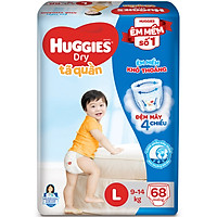 Tã Quần Huggies Dry Gói Cực Đại L68 (68 Miếng)