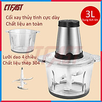 Máy xay thịt 2 lưỡi kép cối thủy tinh CTFAST ( 300W ) : Máy xay đa năng an toàn, dung tích tùy chọn ( 1.5L, 2L, 3L ) - Hàng chính hãng