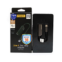 Đầu chuyển Pisen 2-in-1 Zinc Alloy (Sạc, nghe nhạc, thoại, Type-C to 3.5mm) - Hàng Chính Hãng