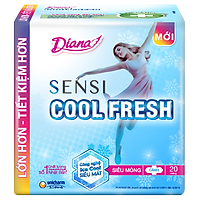 Bộ 4 Băng vệ sinh Diana Sensi Cool Fresh Siêu Mỏng Cánh gói 20 miếng
