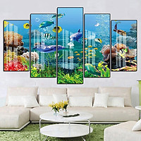 Tranh Tráng Gương Pha Lê Treo Tường Hiện Đại _ Tranh Bộ 5 Đại Dương Tuyệt Đẹp