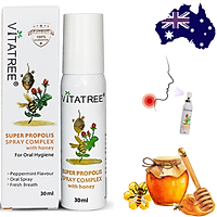 Vitatree Keo Ong Super Propolis Spray Complex Giúp Tăng Cường Hệ Miễn Dịch Chống Vi Khuẩn, Viêm Họng - Nướu Và Giảm Ho, Cảm Lạnh, Nhanh Lanh Vết Thương - 30ml