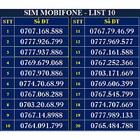 SIM SỐ ĐẸP MOBIFONE - LIST 10 (MBFDS10) - Số dễ nhớ, thần tài, lộc phát, số cặp - Chọn Số Theo Danh Sách - SIM MỚI, ĐĂNG KÝ ĐÚNG CHỦ ONLINE - Hàng Chính Hãng