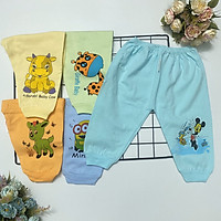Combo 5 quần dài sơ sinh màu nhạt cotton 100% mềm, mịn, đẹp S-TomTom Baby cho bé trai, bé gái