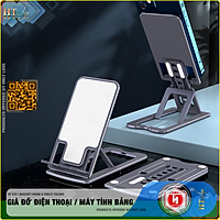 Giá đỡ điện thoại, máy tính bảng để bàn gấp gọn HT SYS BRACKET PHONE and TABLET FOLDED - Hợp kim nhôm cao cấp - Có thể điều chỉnh 7 góc độ, phù hợp với tất cả các dòng điện thoại và máy tính bảng - Hàng Nhập Khẩu