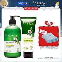 Bộ đôi gội xả Fresh Organic Trị gàu chiết xuất Tràm trà hữu cơ 500g + 180g