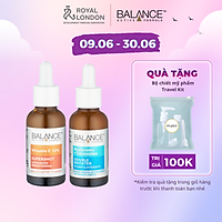 Combo serum sáng da dưỡng ẩm sâu Balance Vitamin C 12% và Hyaluronic Acid + 3% Ceramides 30ml/ chai