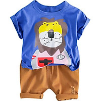 Cotton Children Sets Infant Kids Boys Clothes Children Clothing Sets Summer Baby Lion Printed Casual Tops T-Shirt+Pants Set