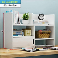 Giá sách gỗ nhựa để bàn, văn phòng phẩm M3 có cửa thời trang, cao cấp ,sáng bóng, chống nước... ( KT: 60x46x17 )